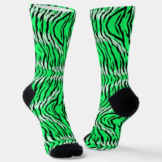 Grünes Tiger-Tierhaut-Musterdesign  Socken (Gewinkelt)