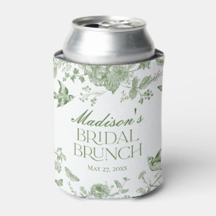 Grünes Toile De Jouy Vintage Florales Braut-Brunch Dosenkühler