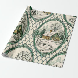 Grünes Toile-Landhaus-Rahmen-Gittermuster Geschenkpapier