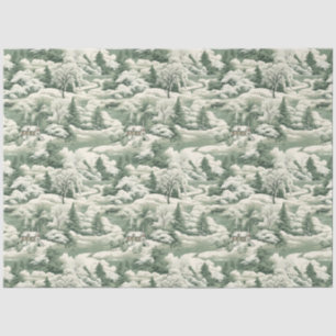 Grünes Toile Snowy Landschaft Seidenpapier
