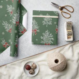 Grünes Toile-Weihnachtsbaum-Muster Geschenkpapier