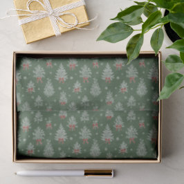 Grünes Toile-Weihnachtsbaum-Muster Seidenpapier
