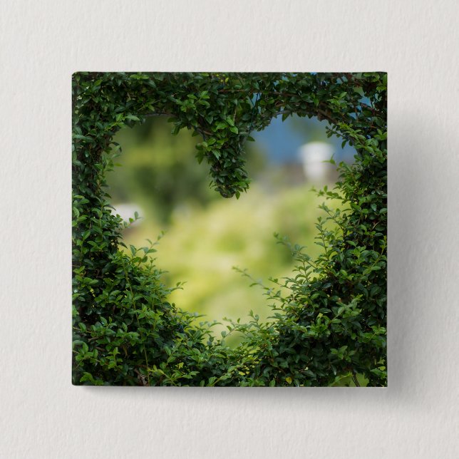 Grünes Topiary Heart Button (Vorderseite)