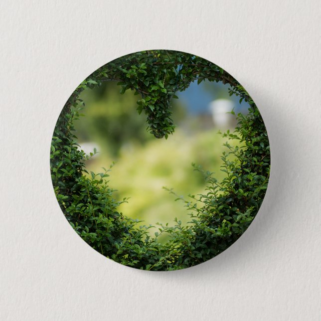 Grünes Topiary Heart Button (Vorderseite)
