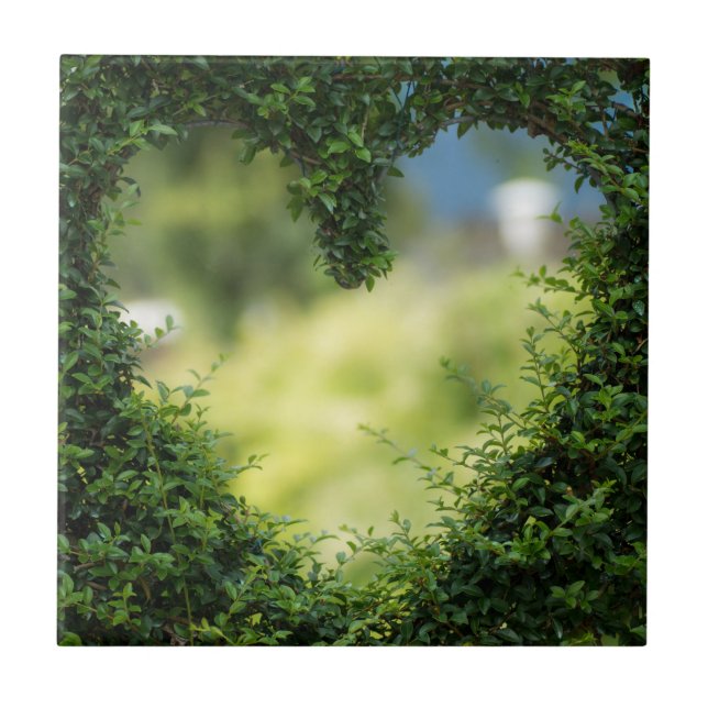 Grünes Topiary Heart Fliese (Vorderseite)