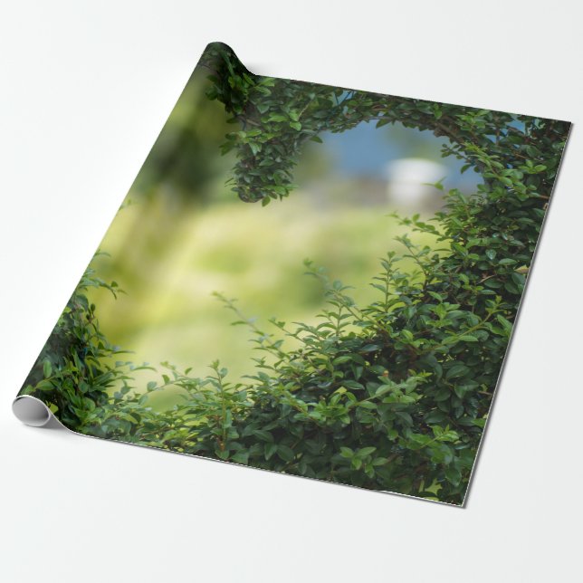 Grünes Topiary Heart Geschenkpapier (Ungerollt)