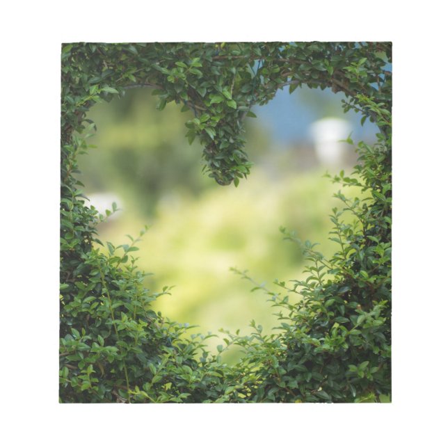 Grünes Topiary Heart Notizblock (Vorderseite)