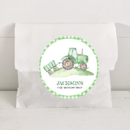 Grünes Traktor-Farm-Geburtstag Runder Aufkleber