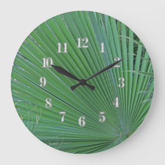 Grünes tropisches Leaf Foto Diagonal Abstrakte Blä Große Wanduhr