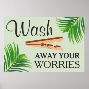 Grünes Tropisches Lustiges Wäschezimmer Schild