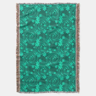 grünes türkis helles Blumenmuster Decke