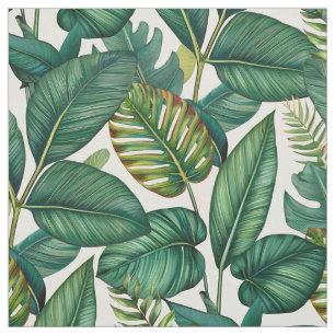Grünes & Türkises Palm Monstera Tropisches Blätter Stoff