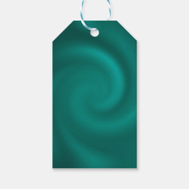 Grünes, türkisfarbenes Spiralmuster Geschenkanhänger (Vorderseite)