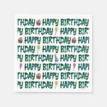 Grünes typografisches Happy Birthday-Muster