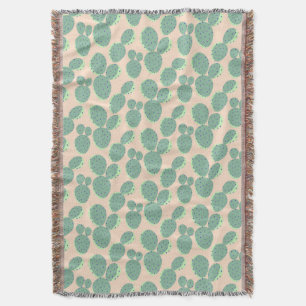 Grünes u. rosa Kaktus-Muster Decke