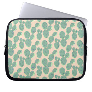 Grünes u. rosa Kaktus-Muster Laptopschutzhülle