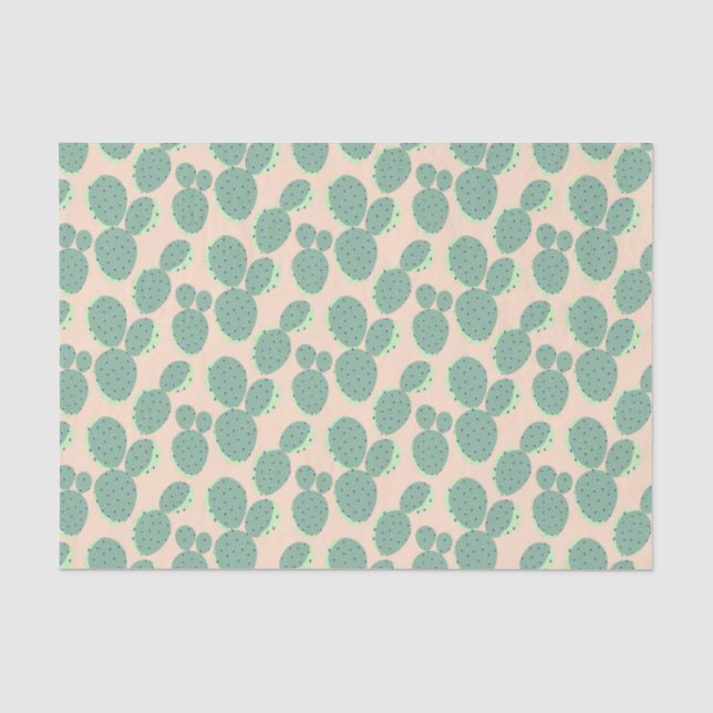Grünes u. rosa Kaktus-Muster Seidenpapier (Vorderseite)