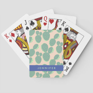 Grünes u. rosa Kaktus-Muster Spielkarten