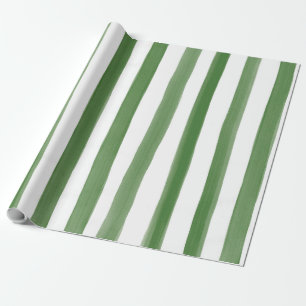 Grünes u. weißes Aquarell Stripes Muster Geschenkpapier