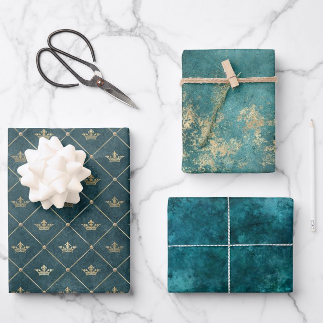 Grünes Umschlagpapier - Flachblatt Set 3 Geschenkpapier Set (Vorderseite)