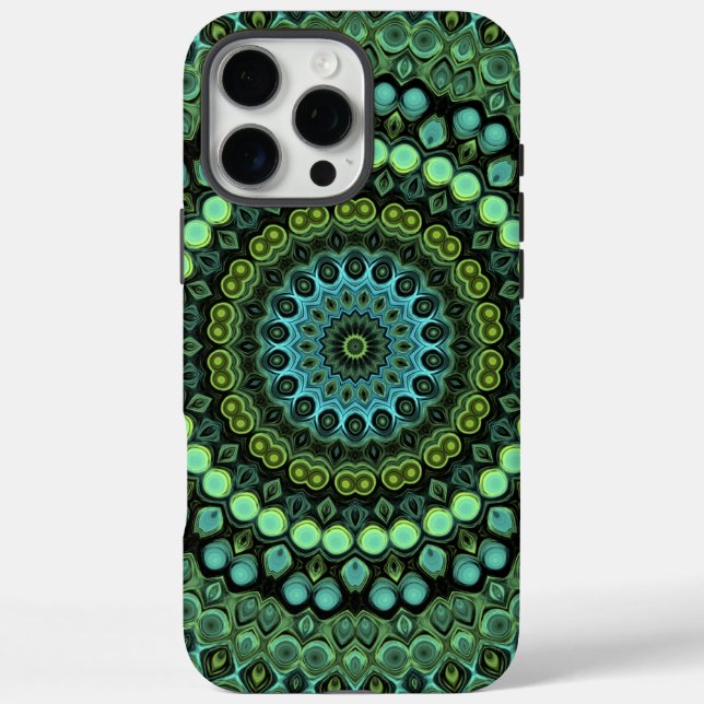 Grünes und Aquamarines Kaleidoskop Mandala Pattern Case-Mate iPhone Hülle (Rückseite)