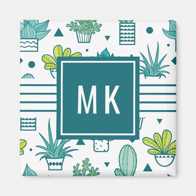 Grünes und blaues Aquarellmuster Magnet (Vorne)