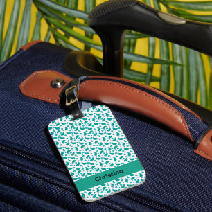 Grünes und blaues florales Paisley personalisieren Gepäckanhänger