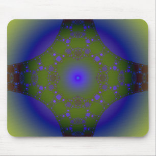 Grünes und blaues Fraktal Mousepad