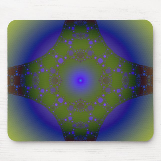 Grünes und blaues Fraktal Mousepad (Vorne)