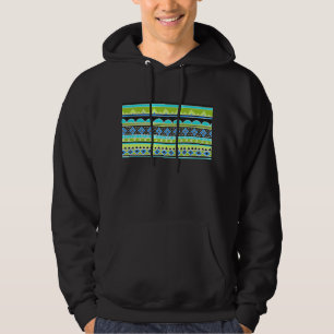 Grünes und blaues Stammes- Neonmuster Hoodie