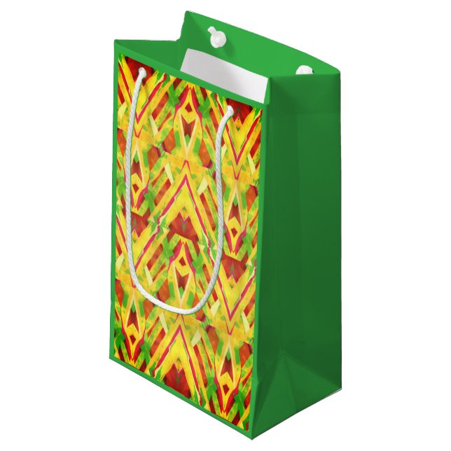 Grünes und braunes Muster Kleine Geschenktüte (Vorderseite Schrägansicht)