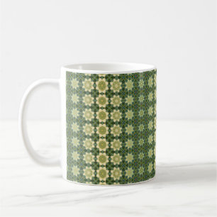 Grünes und cremeweißes Vintage-Blumenmuster Kaffeetasse