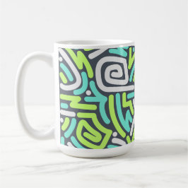 Grünes und Cyan-farbenes Neon-Schlangenlinien-Laby Kaffeetasse