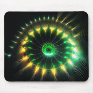 Grünes und gelbes Jet-Drächenrad-Fraktal Mousepad