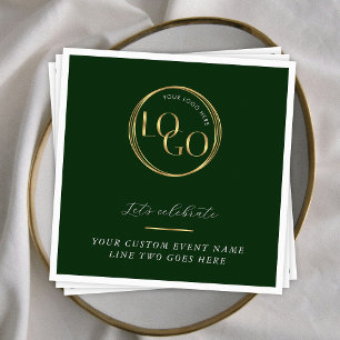 Grünes und goldenes Logo Corporate Business Event Serviette