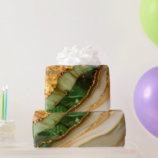 Grünes und goldenes Marmormuster Geschenkpapier