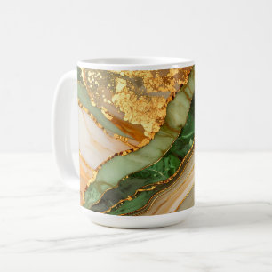 Grünes und goldenes Marmormuster Kaffeetasse