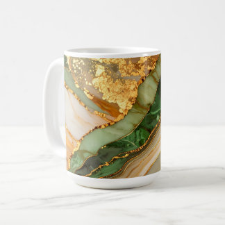 Grünes und goldenes Marmormuster Kaffeetasse