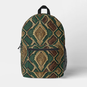 Grünes und goldenes Schlangenhaut-Muster - Tierdru Bedruckter Rucksack