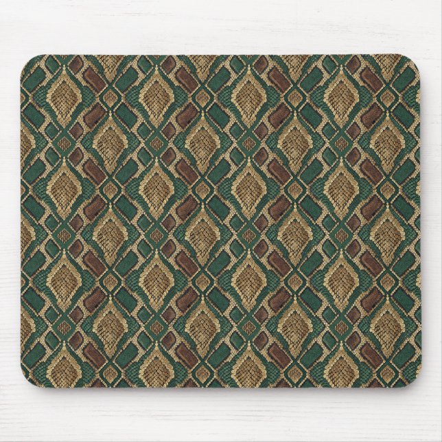 Grünes und goldenes Schlangenhaut-Muster - Tierdru Mousepad (Vorne)