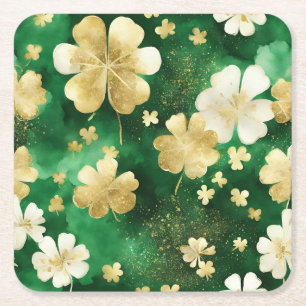 Grünes und goldenes St. Patrick's Day Shamrock Rechteckiger Pappuntersetzer