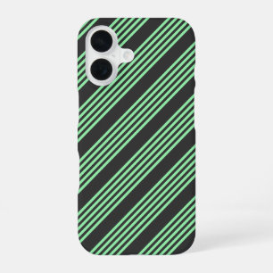 Grünes und kohlefarbene Fünf-Streifen-Muster iPhone 16 Hülle