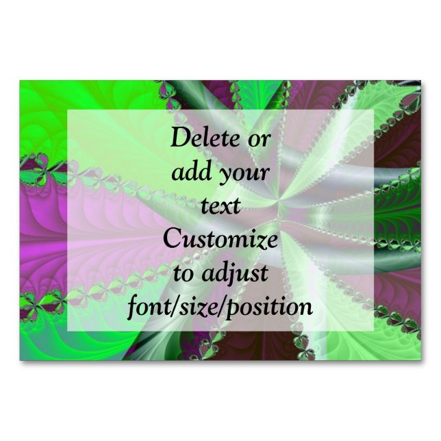 Grünes und lila Fraktal Tischnummer (Vorderseite)