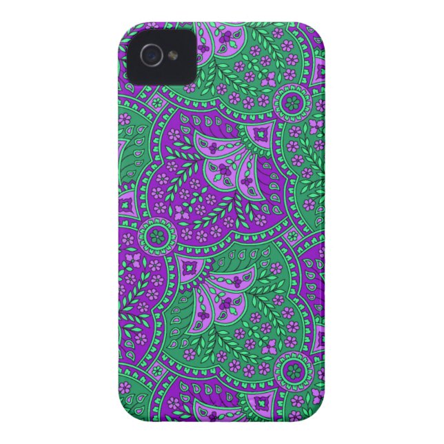 Grünes und lila Paisley Case-Mate iPhone Hülle (Rückseite)