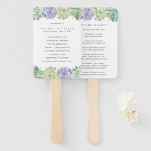 Grünes und lila Sukkulenten Hochzeitsprogramm Fächer