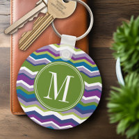 Grünes und Lila Zickzack Muster mit Monogramm