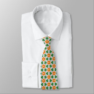 Grünes und oranges geometrisches Muster Irisch  Krawatte