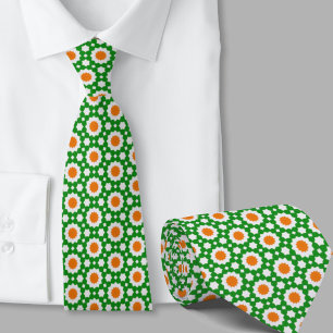 Grünes und oranges geometrisches Muster Irisch Krawatte