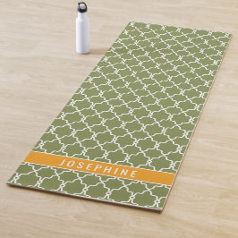 Grünes und oranges Gittermuster mit individuellem  Yogamatte