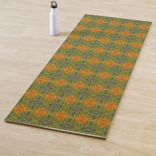 Grünes und oranges Muster Yogamatte